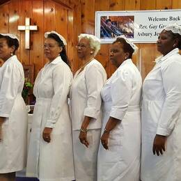 Asbury Jessup Communion Stewards - Janice Gibson, Tracey Gibson, Elaine Thomas, Anne Graham, and Maxine Hill