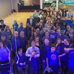 Liberty folks wearing blue to celebrate special needs