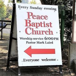 Peace Baptist Church sign