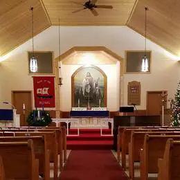 The sanctuary decorated for Christmas