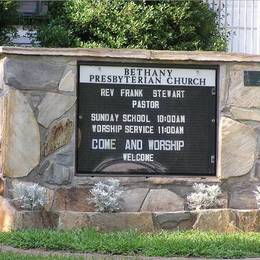 Bethany Presbyterian Church sign