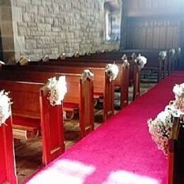 The sanctuary decorated for wedding