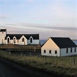 The Church and the hall in the evening light