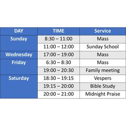 Schedule of Church Services