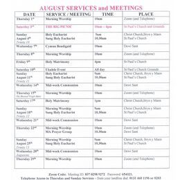 ST PAUL'S CHURCH and EGLWYS DEWI SANT, COLWYN BAY CHRIST CHURCH, BRYN Y MAEN  AUGUST SERVICES and MEETINGS