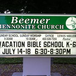 Beemer Mennonite Church sign