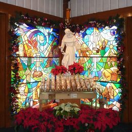 St. Francis Of Assisi decorated for Christmas