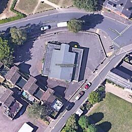 Aerial view of St Mary's and parking area