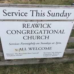 Reawick Congregational Church sign - photo courtesy of  Brian Matthews