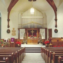 The sanctuary decorated for Christmas