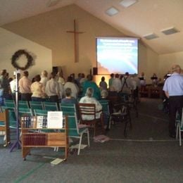 Sunday worship at Little Falls