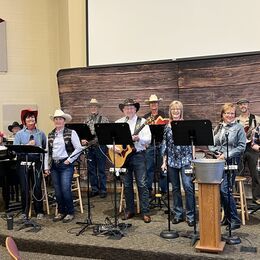 Jacobs Ladder in western attire for an afternoon of cowboy music