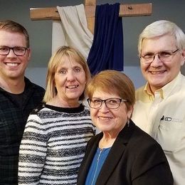 Community of Christ Leadership Team - Counselors: Brian Anders, Karen Marshall, Glen Elliott (front) Pastor Marcia Plumb