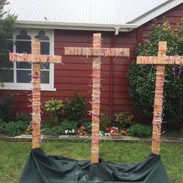 Easter crosses outside at st Andrews