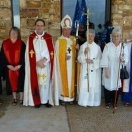 Cathedral Chapter on Trinity Sunday Left to Right: Heather Ferguson, Jan Hill, Leeanne Zamagias, Fr Keith Joseph, Bishop Clyd