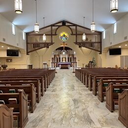 The sanctuary decorated for Christmas