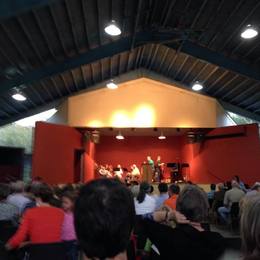 Sunday PM service under the pavilion at Twin Lakes