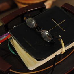 Rev. Lowrey’s Bible and glasses - photo courtesy of Phil Mosier