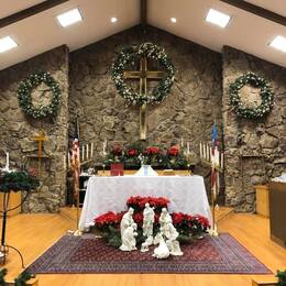 The sanctuary at Christmas