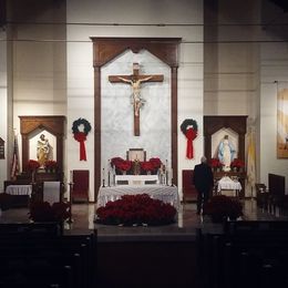 The sanctuary decorated for Christmas