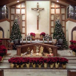 The sanctuary at Christmas - photo courtesy of Dale Milcetich