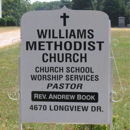 Williams United Methodist Church sign (2010) - photo courtesy of Louise Homan Keiser